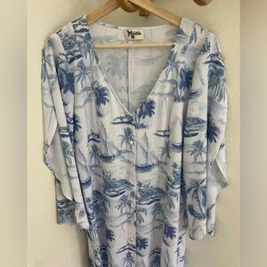 NWOT SHOW ME YOUR MUMU White blue maxi dress resort print v-neck